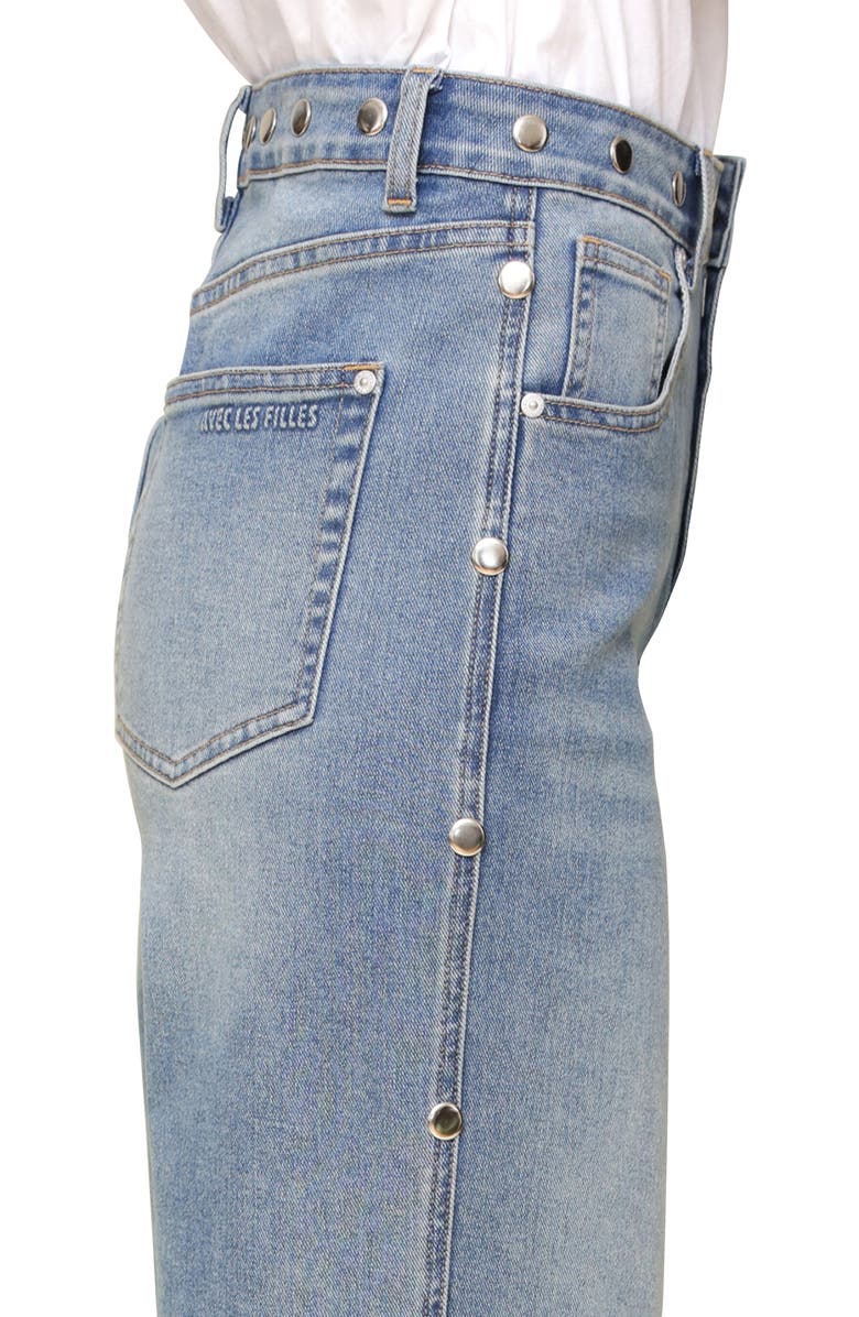 Avec Les Filles Studded Mid Rise Jeans, Alternate, color, 