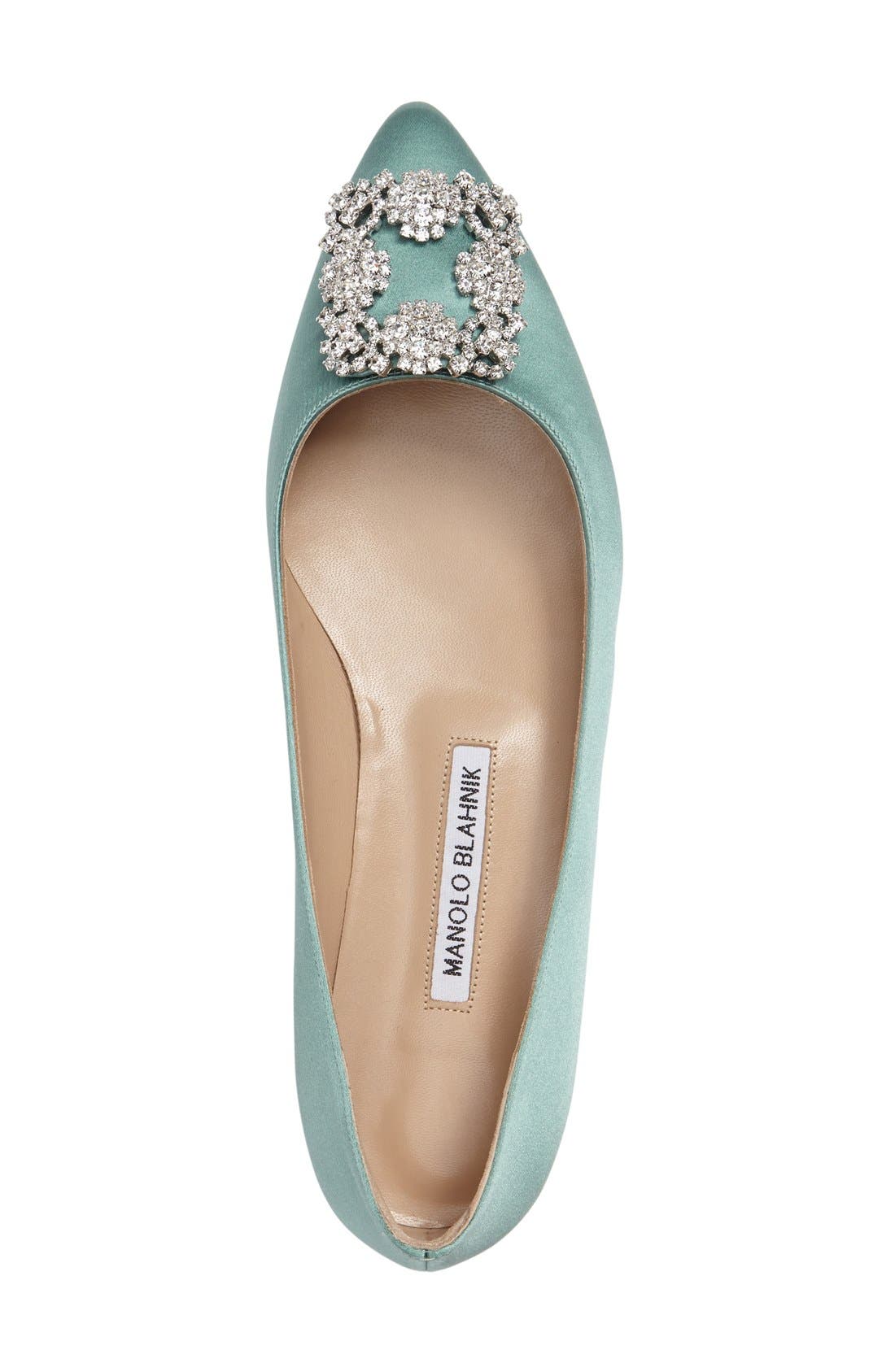 Hangisi Flat, Alternate, color, BLUE/ MINT SATIN