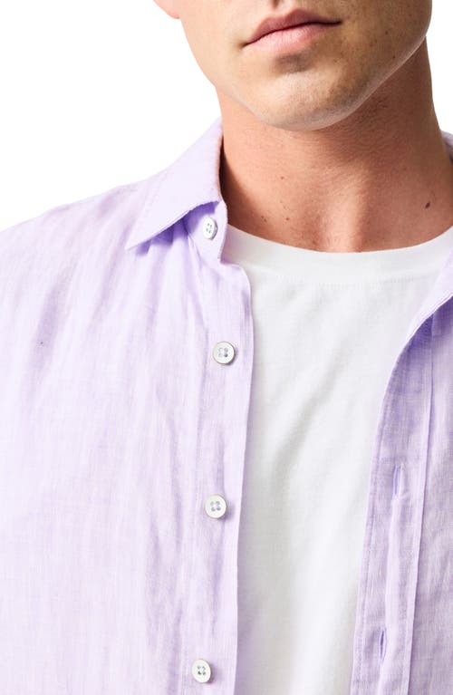 Rodd & Gunn Palm Beach Sports Fit Short Sleeve Linen Button-up Shirt In Purple
