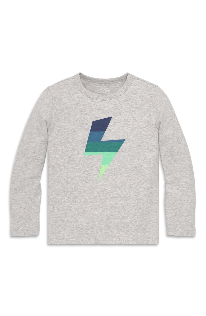 Primary Kids Long Sleeve Tonal Bolt Tee, Main, color, Heather Silver