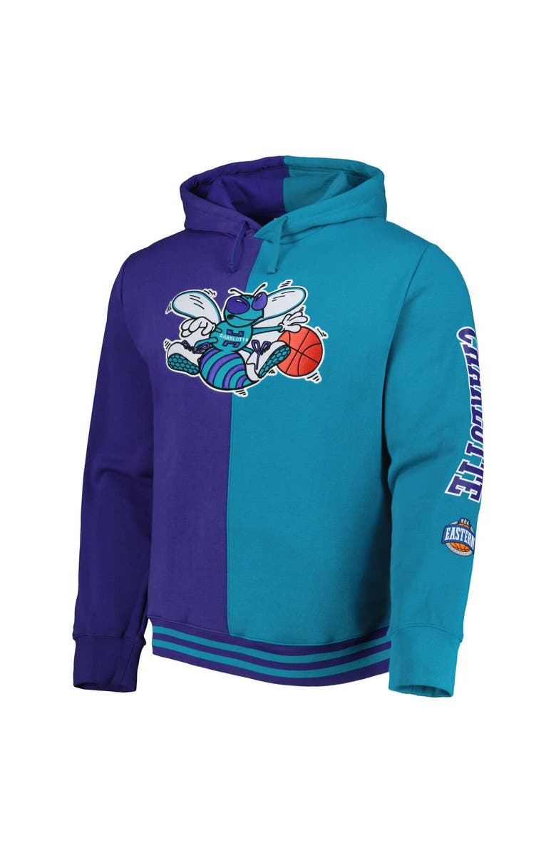Mitchell & Ness Men's Mitchell & Ness Purple/Teal Charlotte Hornets Hardwood Classics Split Pullover Hoodie, Alternate, color, 