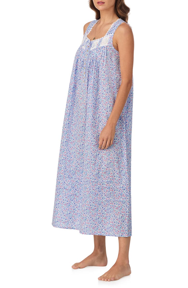Eileen West Sleeveless Cotton Ballet Nightgown, Alternate, color, White/ Ditsy