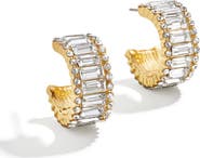 BaubleBar Baguette & Round Crystal Huggie Hoop Earrings