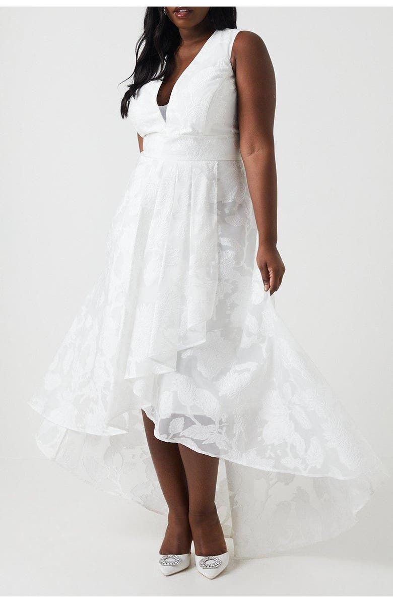 Coast Plus Size Plunge Neck Maxi Wedding Dress, Alternate, color, Ivory