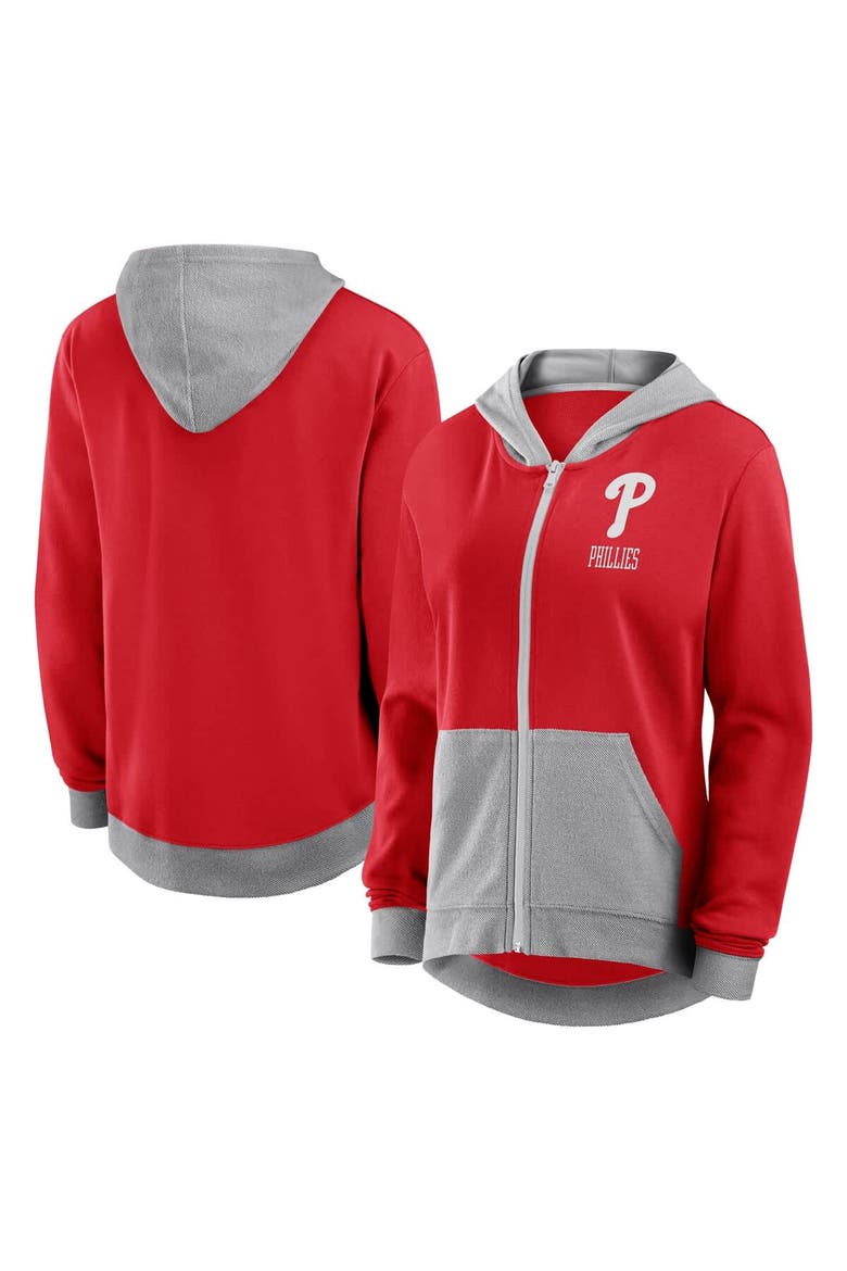 Women's Fanatics  Red Philadelphia Phillies Hit It French Terry Full-Zip Hoodie, Alternate, color, Red