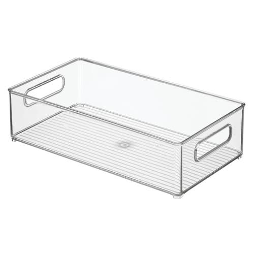 Idesign Plastic Stackable Fridge Bin With Handles, Set Of 3, Clear, Made In Transparent