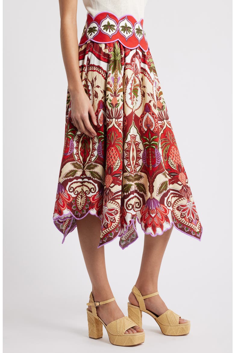Odara Scallop Midi Skirt, Alternate, color, RED