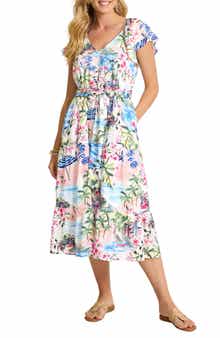 Tommy Bahama Paradise Shores Cotton Blend Midi Dress