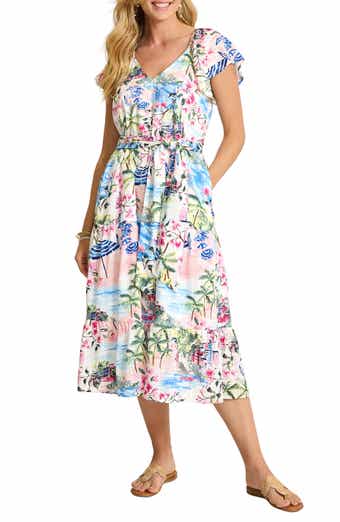 Tommy Bahama Paradise Shores Cotton Blend Midi Dress