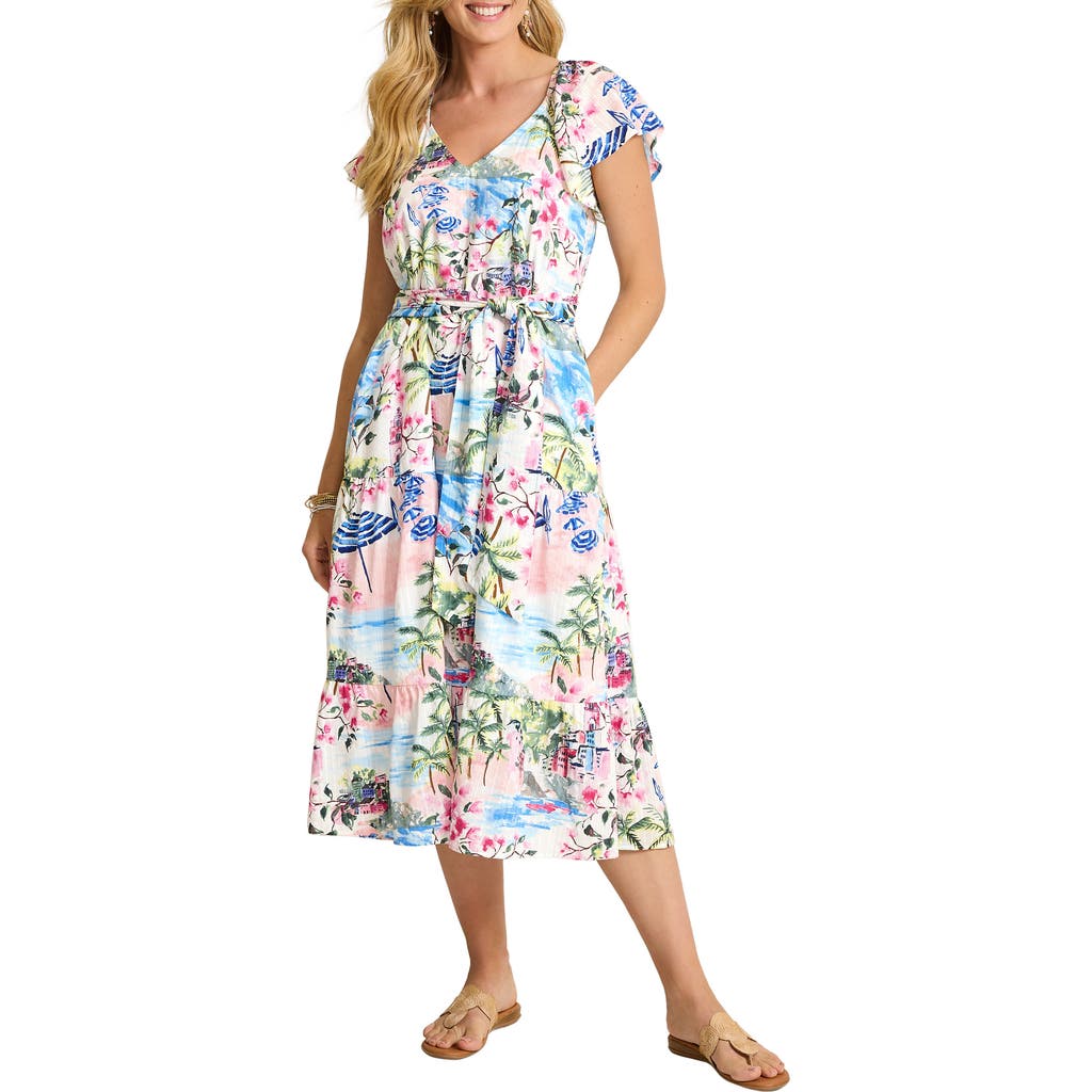 Tommy Bahama Paradise Shores Cotton Blend Midi Dress In Multi