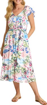 Tommy Bahama Paradise Shores Cotton Blend Midi Dress