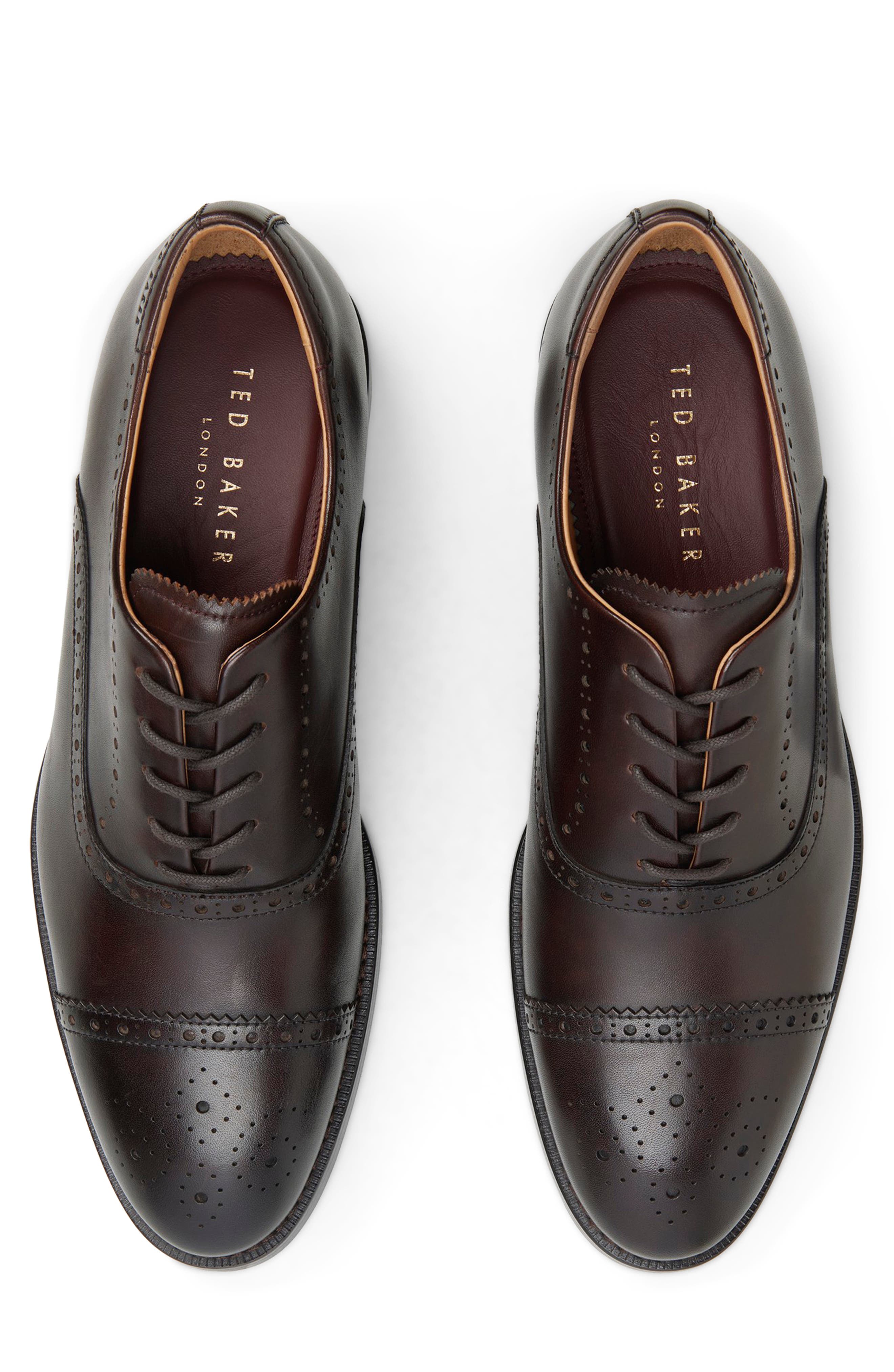 Harlington Cap Toe Oxford, Alternate, color, DARK BROWN