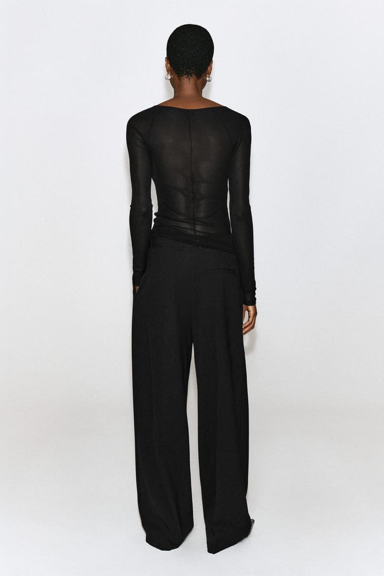 Slim Ribbed Silk Top, Alternate, color, BLACK