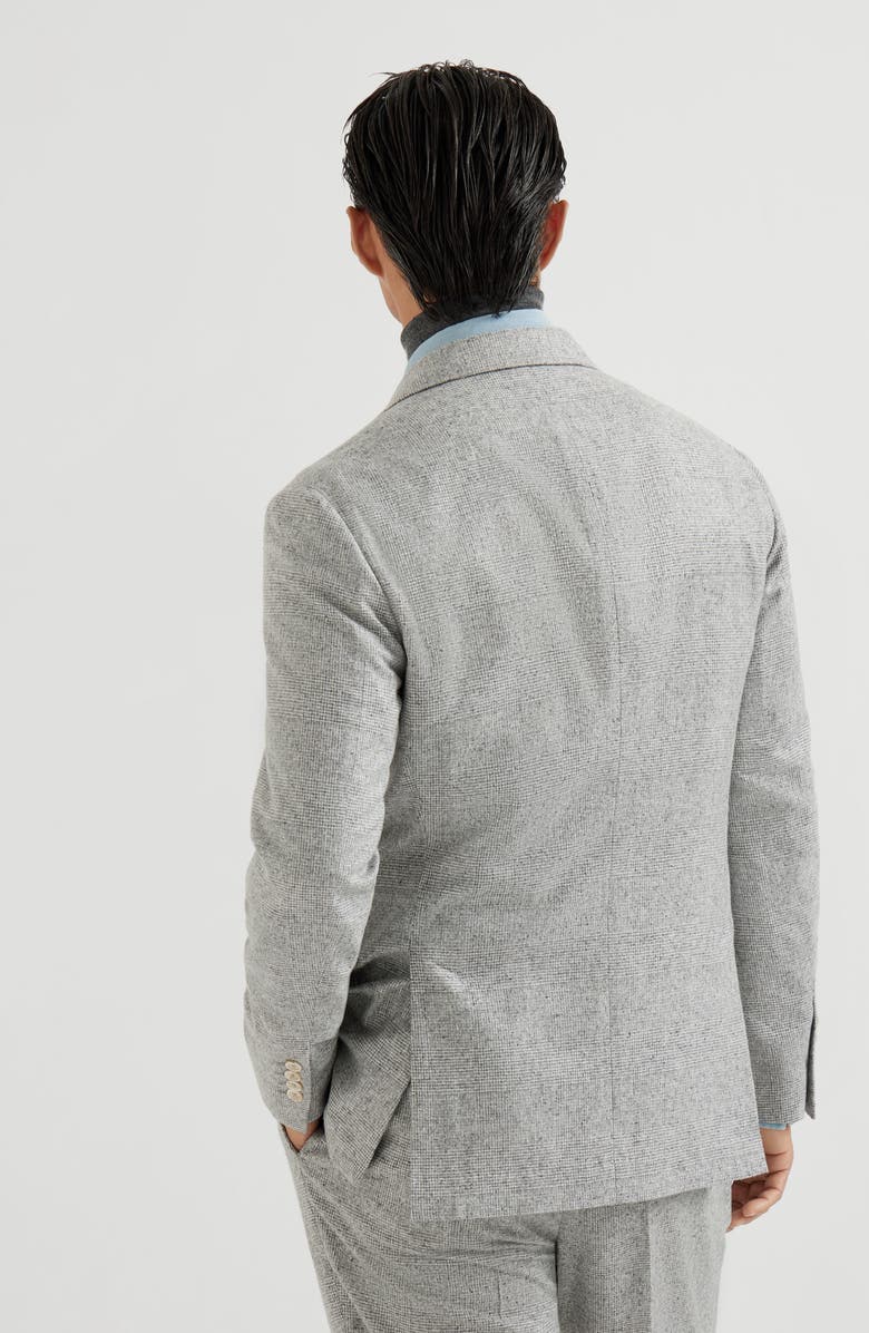 Brunello Cucinelli Prince of Wales flannel blazer, Alternate, color, Light Grey
