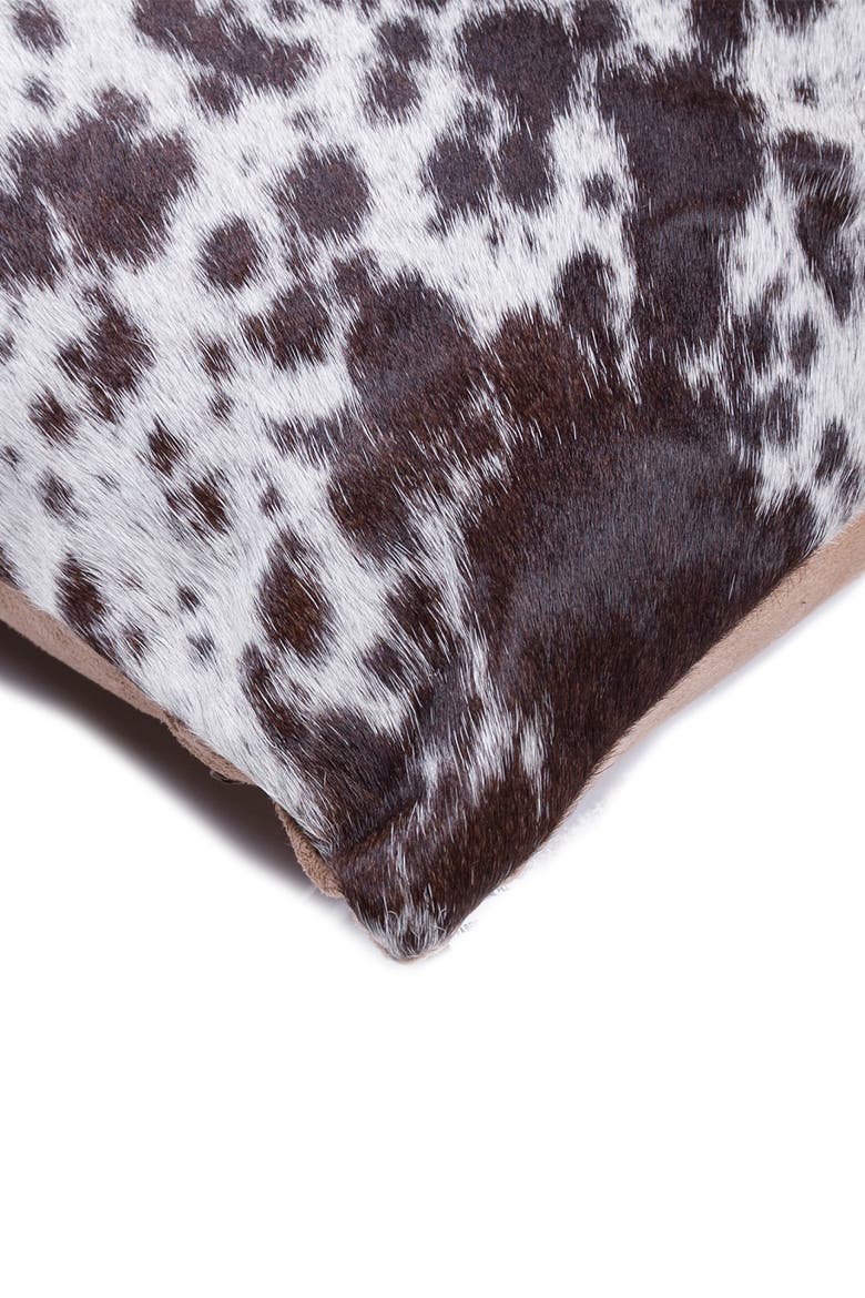 Torino Kobe Genuine Cowhide Pillow - Set of 2 - 12"x20" - Chocolate/White, Alternate, color, S/P CHOCO / WHITE