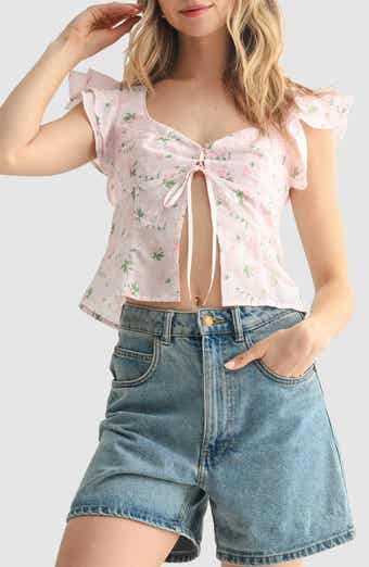 All in Favor Flutter Sleeve Split Front Top