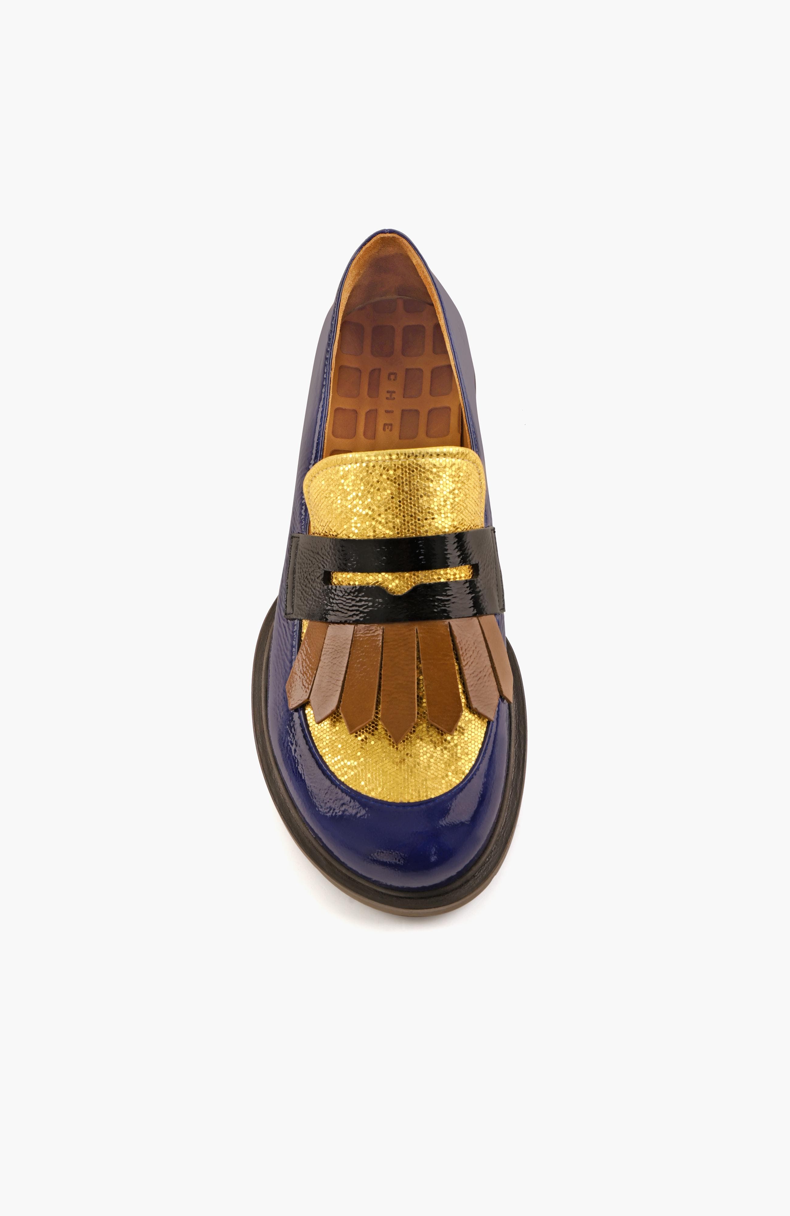 JELUSE Metallic embossed patent leather Loafers, Alternate, color, Cobalt