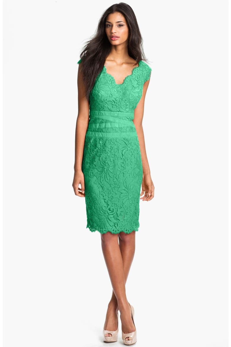Embroidered Lace Sheath Dress, Alternate, color, JADE