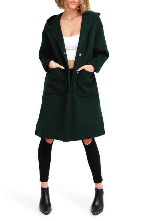 Walk This Way Hooded Wool Blend Coat