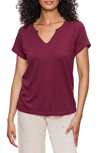 Sanctuary Notch V-neck Cotton Blend T-shirt In Purple