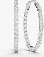 SEREIA OFFICIAL 14K Gold 7 ct Earrings Oval In & Out Diamond Hoops