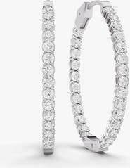 SEREIA OFFICIAL 14K Gold 7 ct Earrings Oval In & Out Diamond Hoops