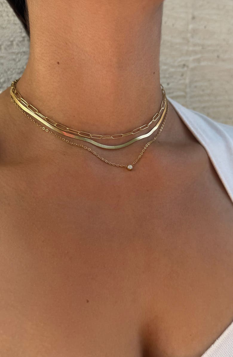 Adornia Set of 3 18K Gold Plated Necklaces, Alternate, color, Gold