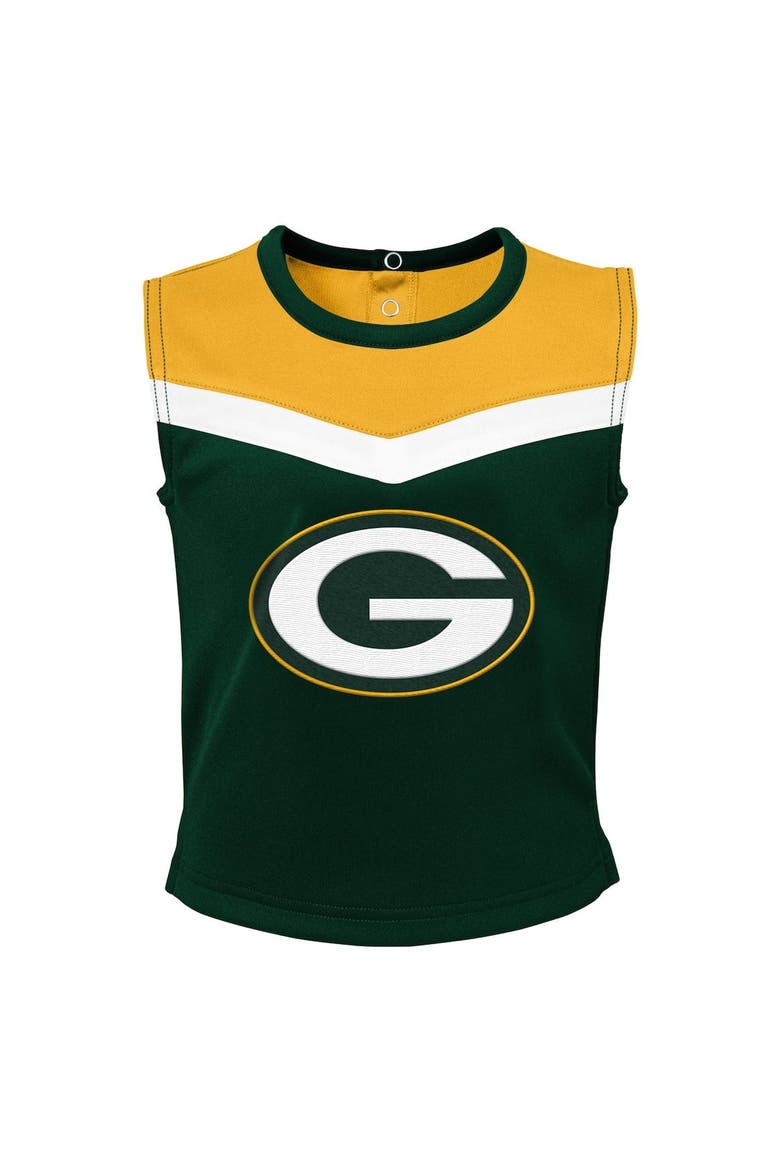 Girls Toddler Green Green Bay Packers Spirit Cheer Three-Piece Cheerleader Set, Alternate, color, Green