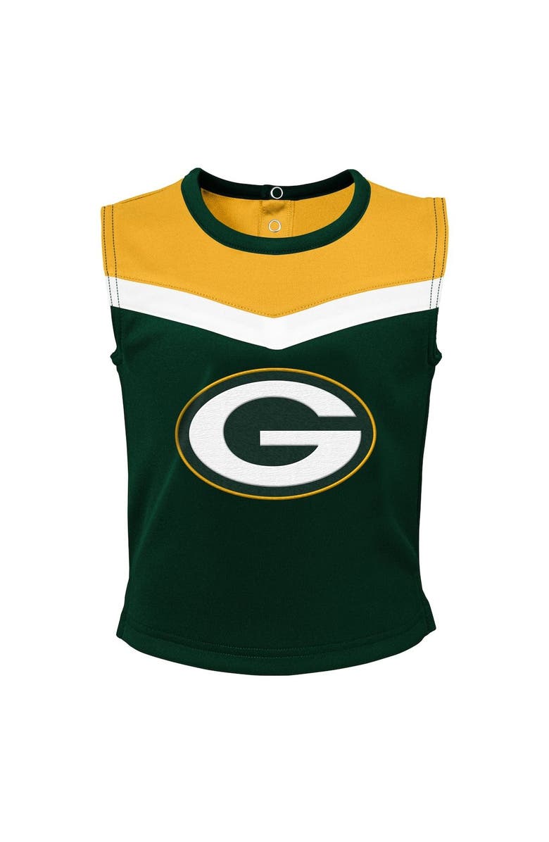 Outerstuff Girls Toddler Green Green Bay Packers Spirit Cheer Three-Piece Cheerleader Set, Alternate, color, Green