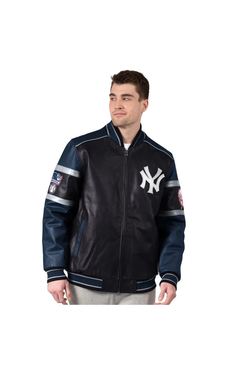 G-III SPORTS BY CARL BANKS Men's G-III Sports by Carl Banks Black New York Yankees Leather Varsity Jacket, Main, color, Black