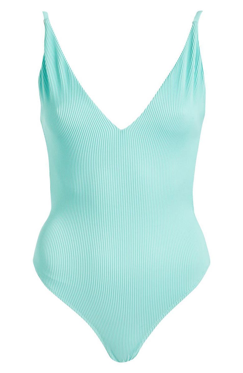 Topshop Plunge Wide Rib One-Piece Swimsuit, Alternate, color,