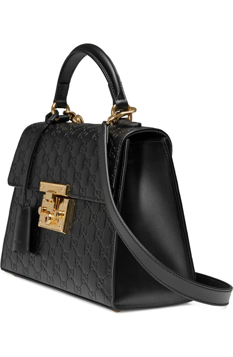 Gucci Small Padlock Top Handle Signature Leather Bag, Alternate, color,