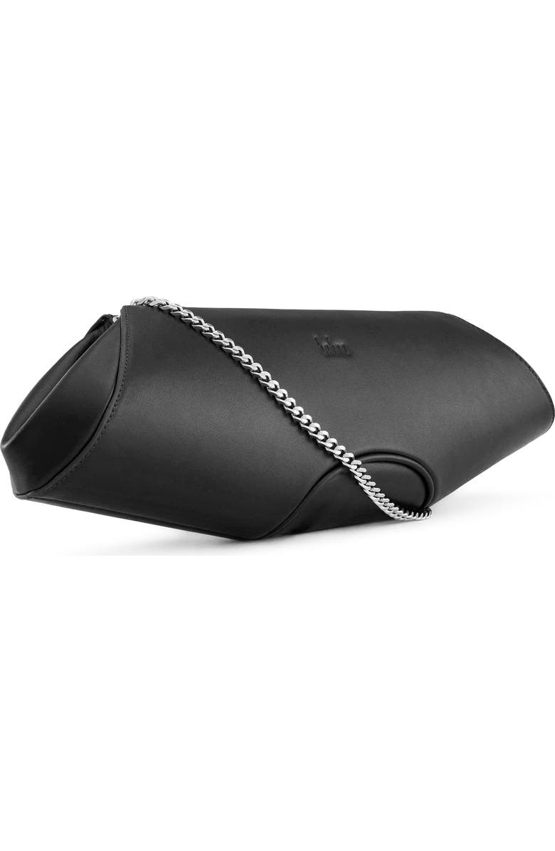 behno Elizabeth Leather Baguette Clutch, Alternate, color, Black