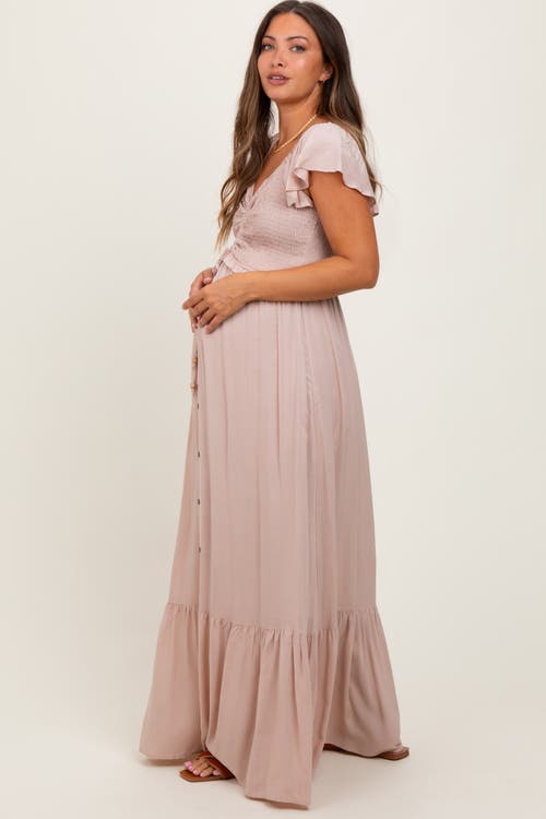 Pinkblush Smocked Top Woven Maxi Dress In Multi