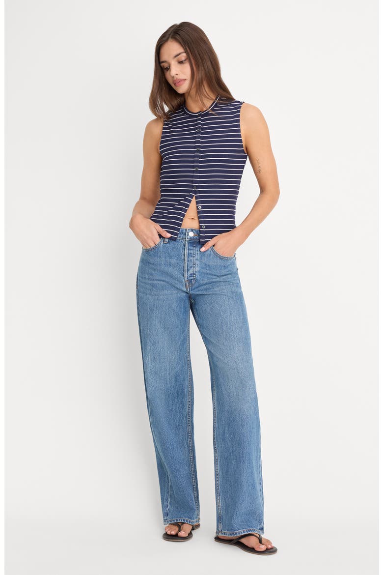 The Rib Stripe Splay Sleeveless Top, Alternate, color, SIMPLE STRIPE HORIZON INK