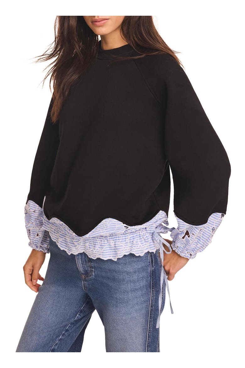 Embroidered Hem Sweatshirt, Main, color, Blue