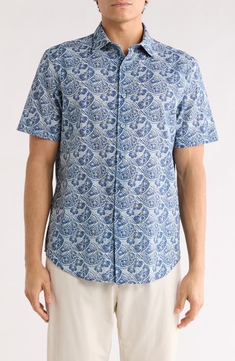 Orson Paisley Pattern Short Sleeve Button-Up Shirt