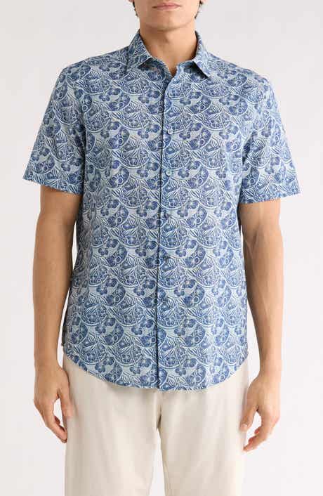 Bugatchi Orson Paisley Pattern Short Sleeve Button-Up Shirt