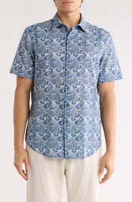 Bugatchi Orson Paisley Pattern Short Sleeve Button-Up Shirt