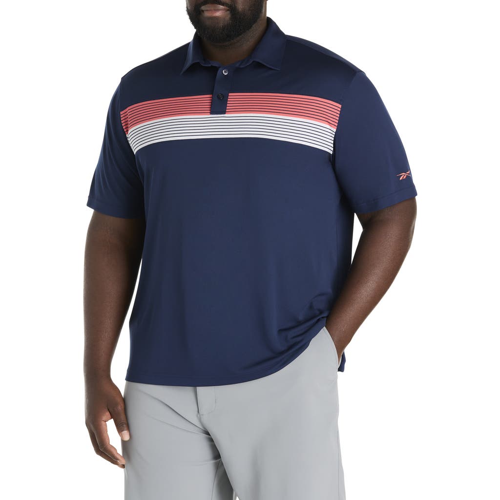 Reebok Big & Tall Colorblocked Striped Polo Shirt in Sunset Coral  product