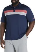Reebok Big & Tall Colorblocked Striped Polo Shirt