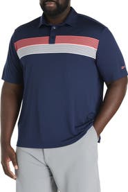 Reebok Big & Tall Colorblocked Striped Polo Shirt