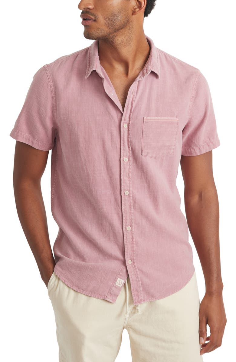 Marine Layer Selvage Pocket Short Sleeve Button-Up Shirt, Main, color, 