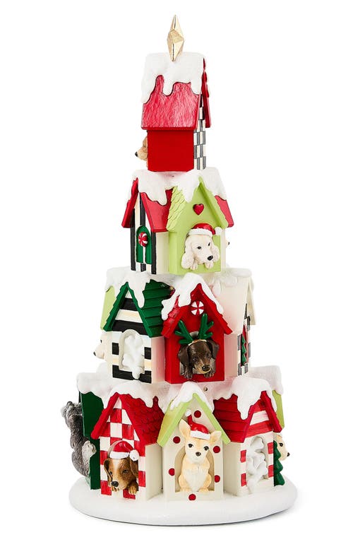 Mackenzie-childs Mackenzie Childs Check It Out Illuminated Dog House Tower In Green
