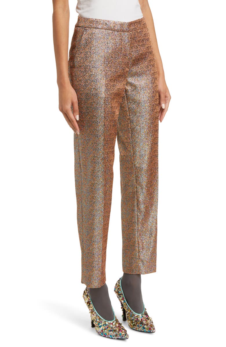 Dries Van Noten Poumas Metallic Ankle Trousers, Alternate, color, 