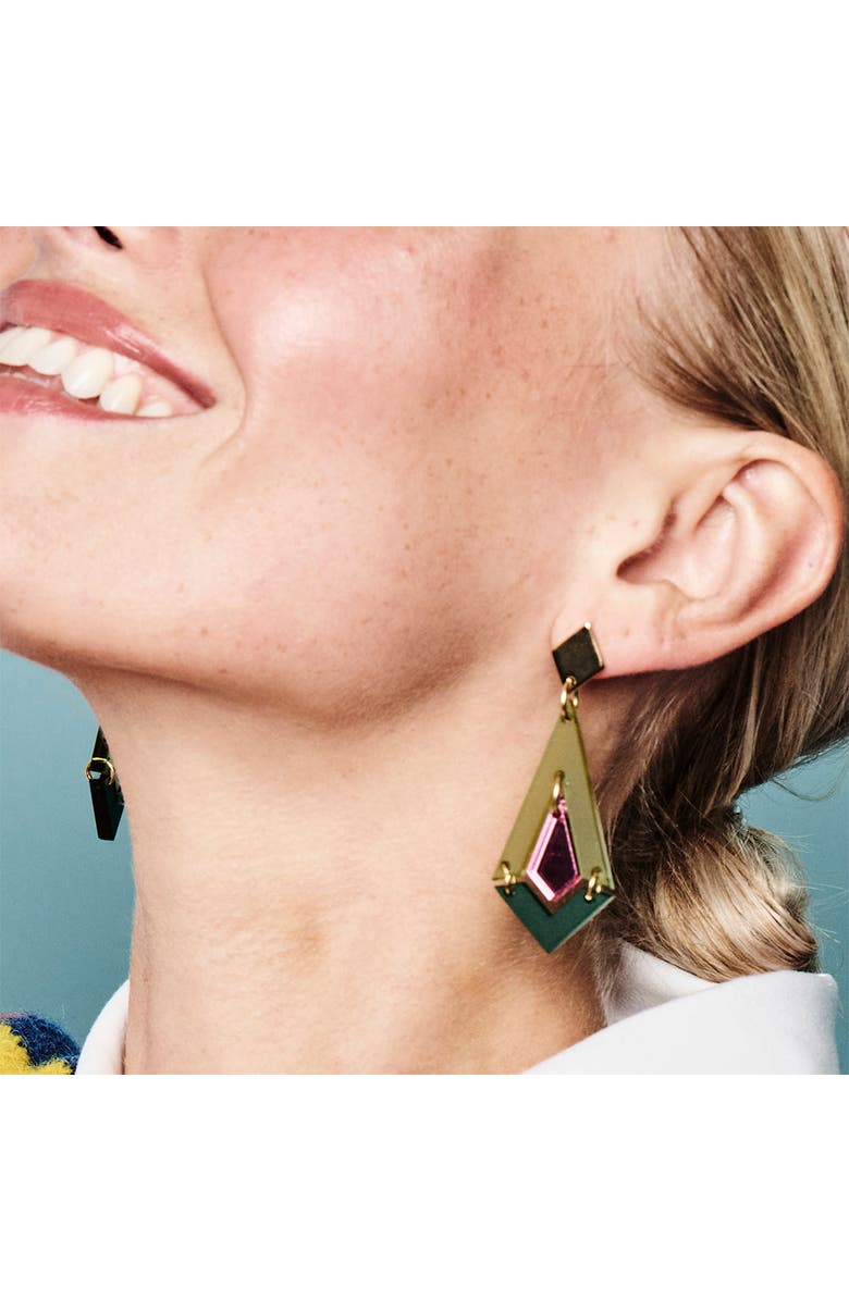 Toolally Art Deco Diamond Drops - Lime Zest, Pink Mirror & Emerald, Alternate, color, Lime Zest
