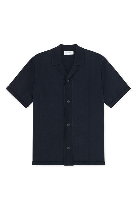 Emmett Arabesque Knit Cotton Camp Shirt