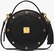 MCM Small Pina Tambourine Bag in Studded Calfskin
