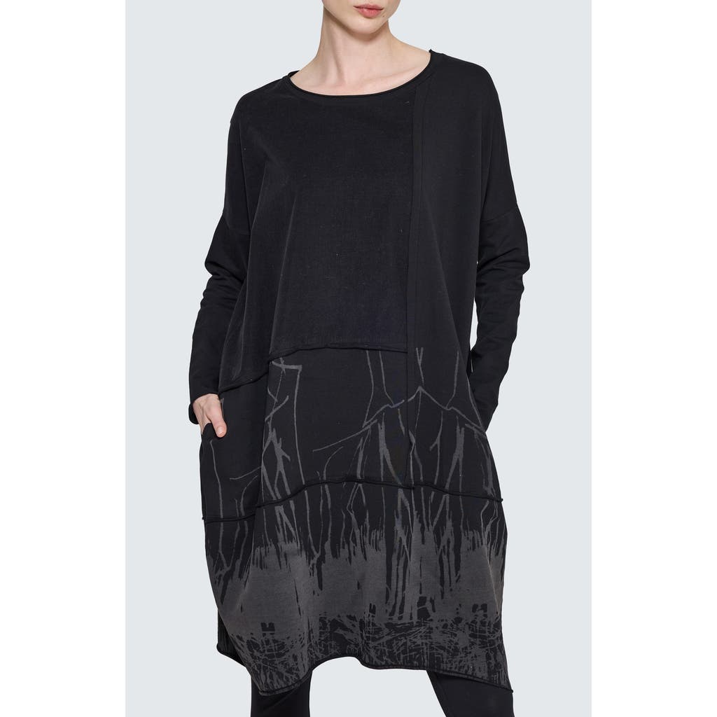 Luukaa Mora Laser Printed Jersey Dress In Black
