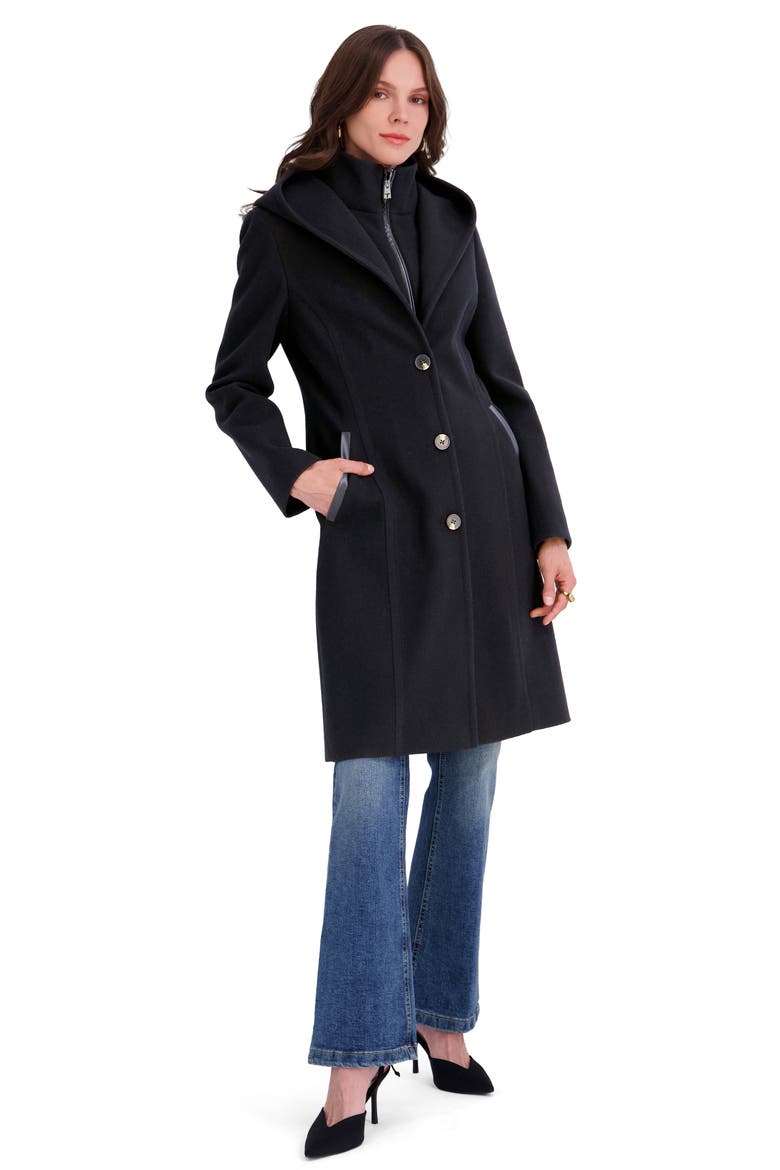 Hooded Bib Coat, Alternate, color, BLACK